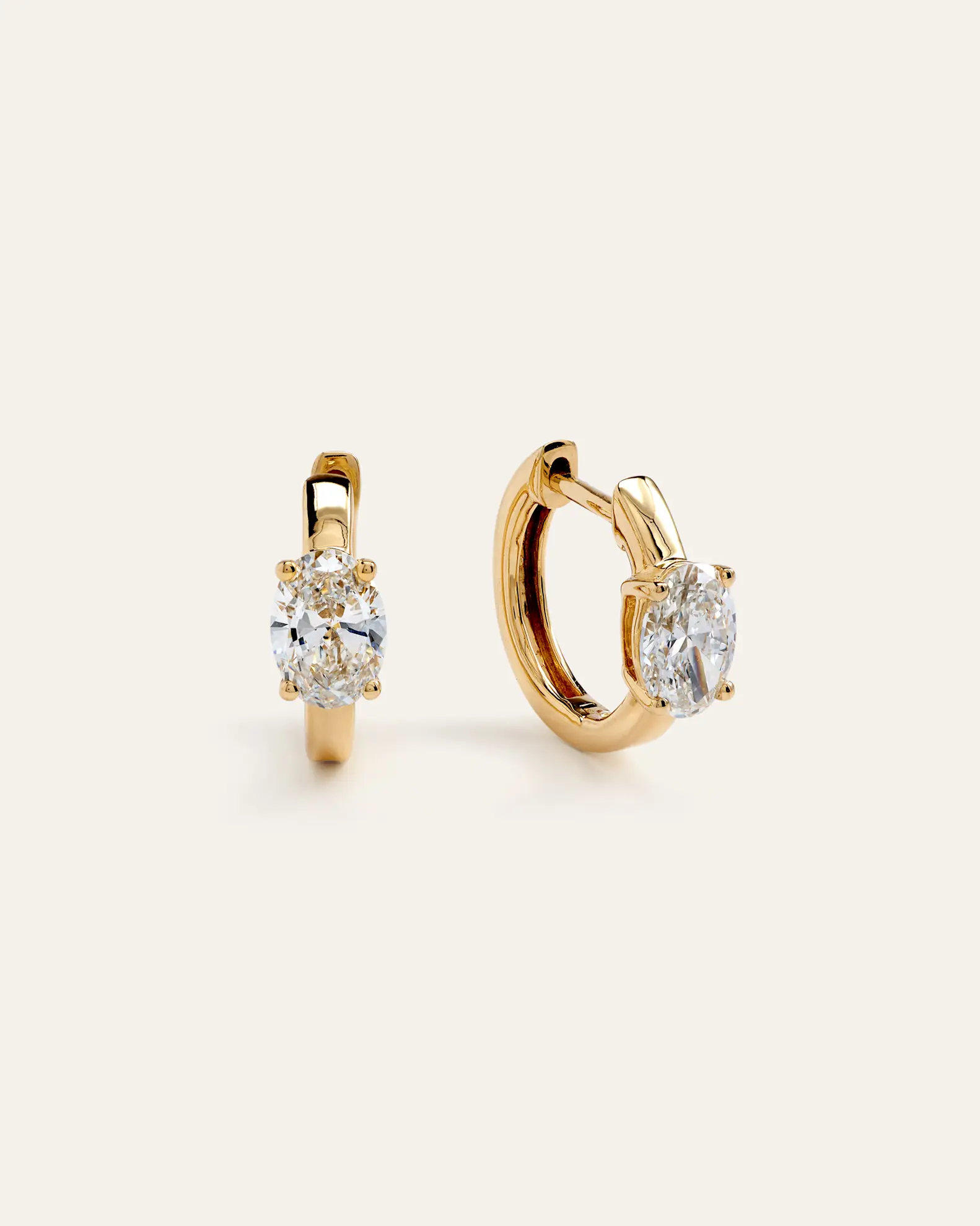 14K Gold Lab Grown Diamond Oval Solitaire Huggies - 1ctw