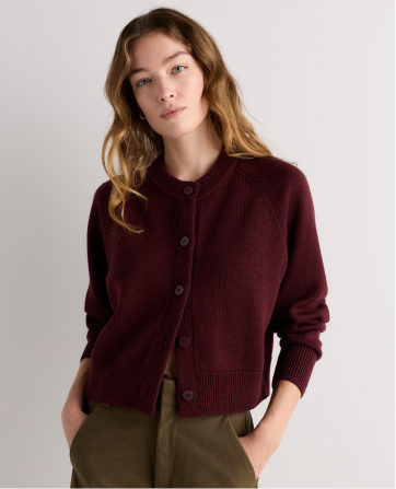 Australian Merino Wool Raglan Crewneck Cardigan