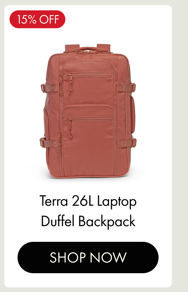 15% OFF | Terra 26L Laptop Duffel Backpack | SHOP NOW