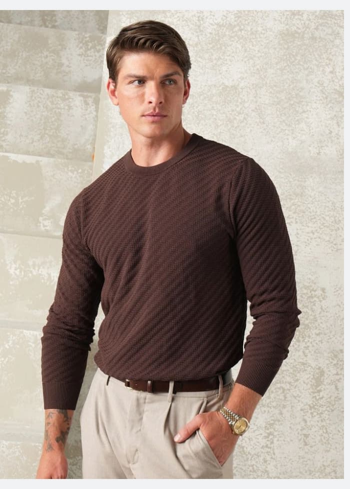 Riviera Knit Long Sleeve Textured Tee