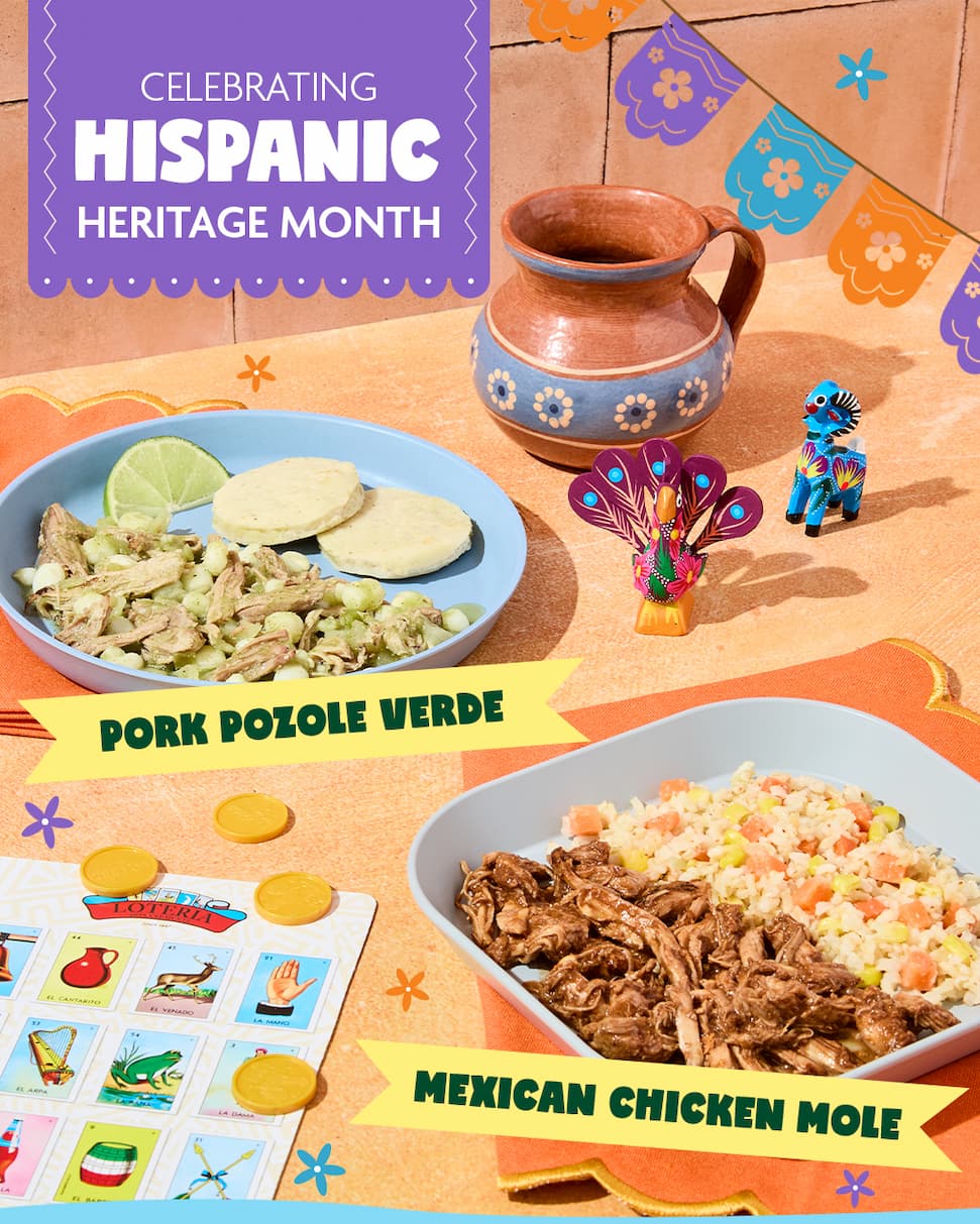 Celebrating Hispanic Heritage Month. NEW meals: Pork Pozole Verde and Mexican Chicken Mole