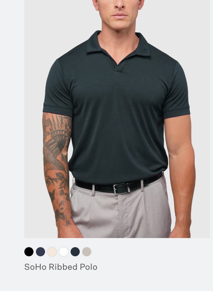 SoHo Ribbed Polo - Obsidian