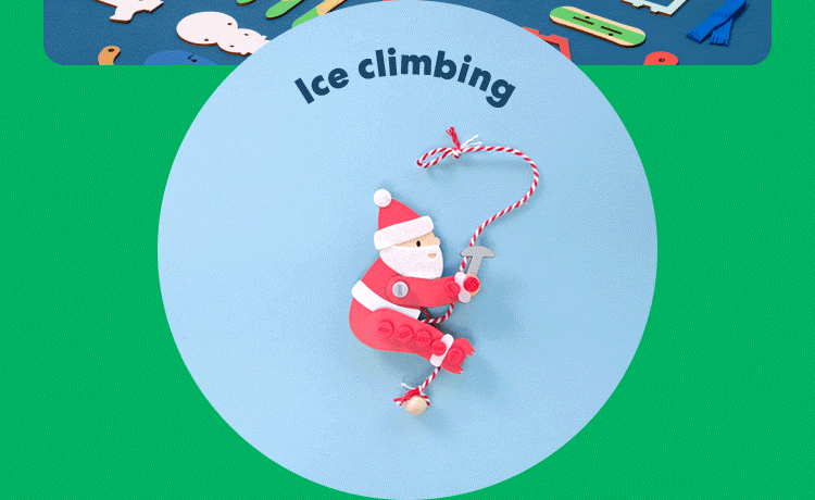 Ice climbing. A winter sports ornament featuring a climber scaling an icy surface.