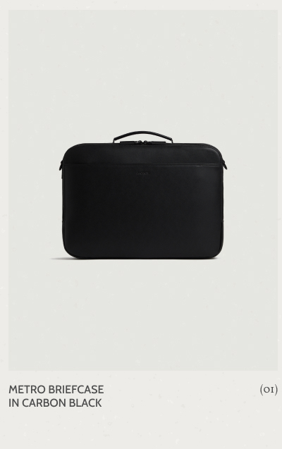 Metro Briefcase in Carbon Black. (01)