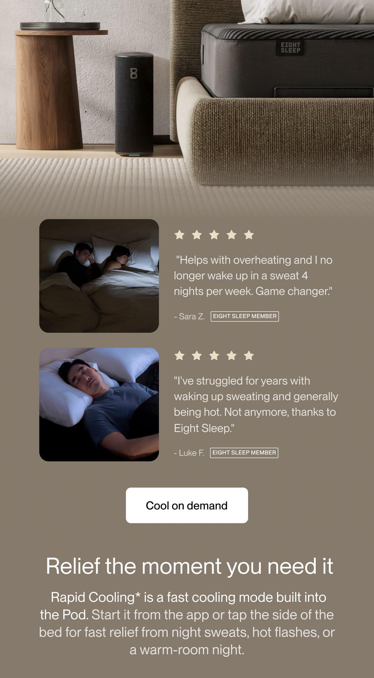 The Pod cools your side of the bed