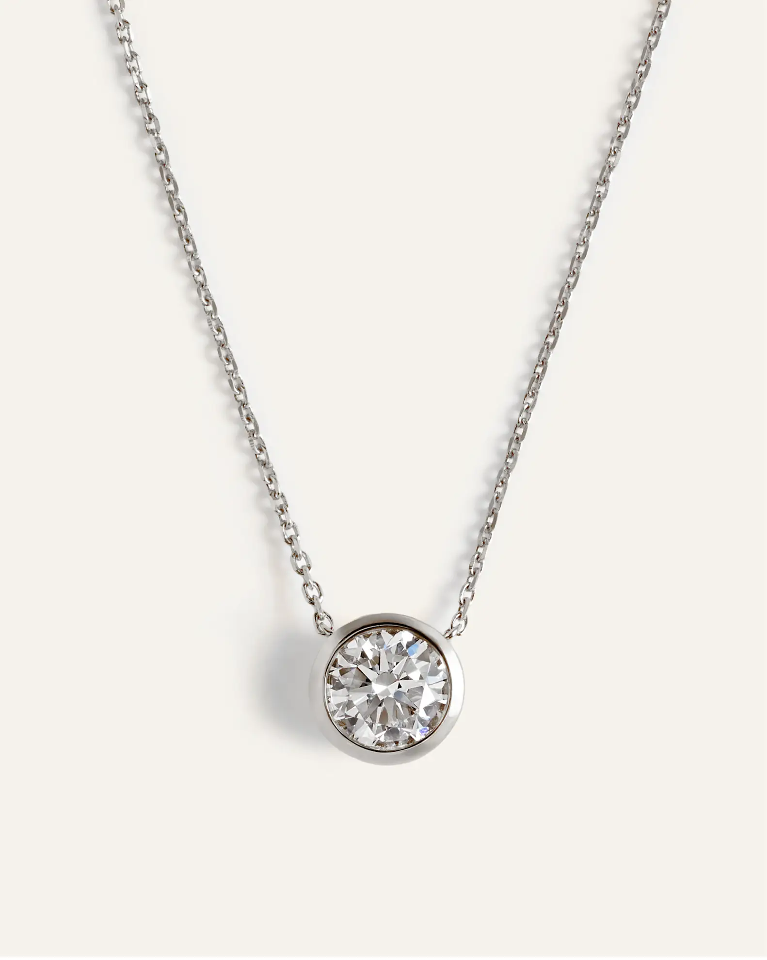 14K Gold Lab Grown Diamond Bezel Necklace