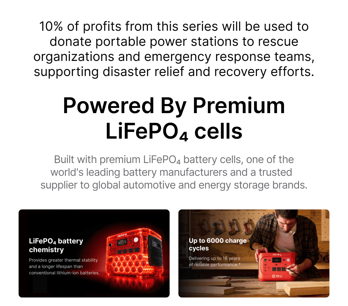Up to 6000 chargecycles Dalivering up to 16 yorsof reiable porformance."