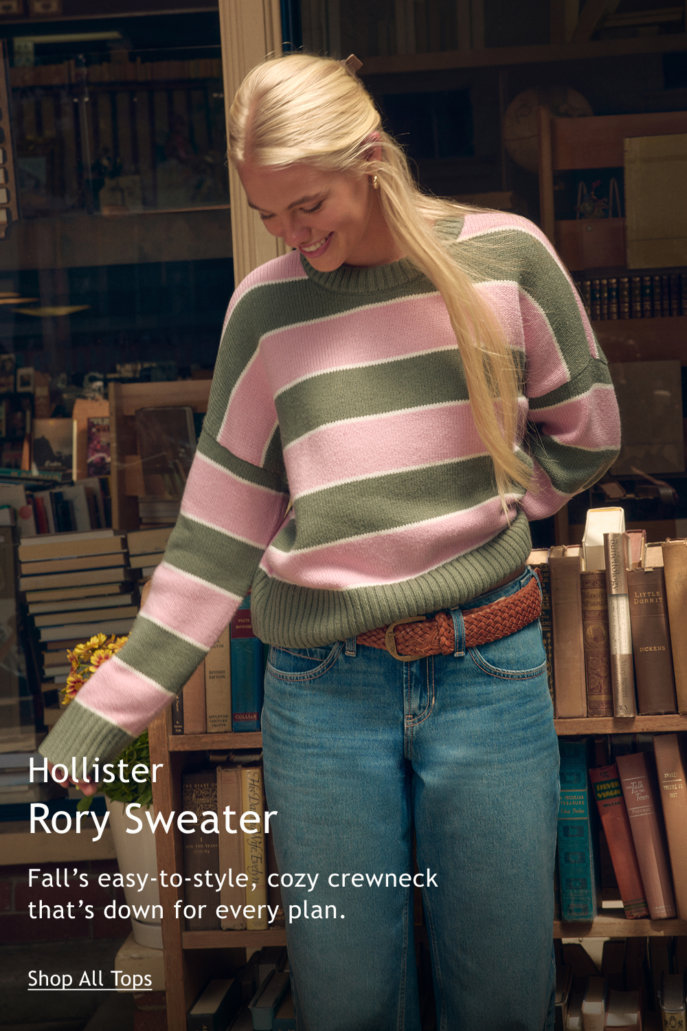 Hollister Rory Sweater  Fall&rsquo;s easy-to-style, cozy crewneck that&rsquo;s down for every plan.  <Shop All Tops>