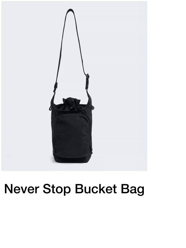 Never Stop Bucket Bag