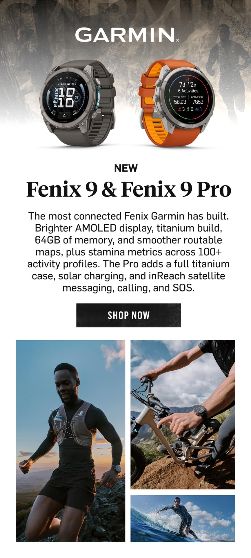 New Garmin Fenix 9 & Fenix 9 Pro: brighter AMOLED, titanium build, solar and inReach SOS. Shop Now!