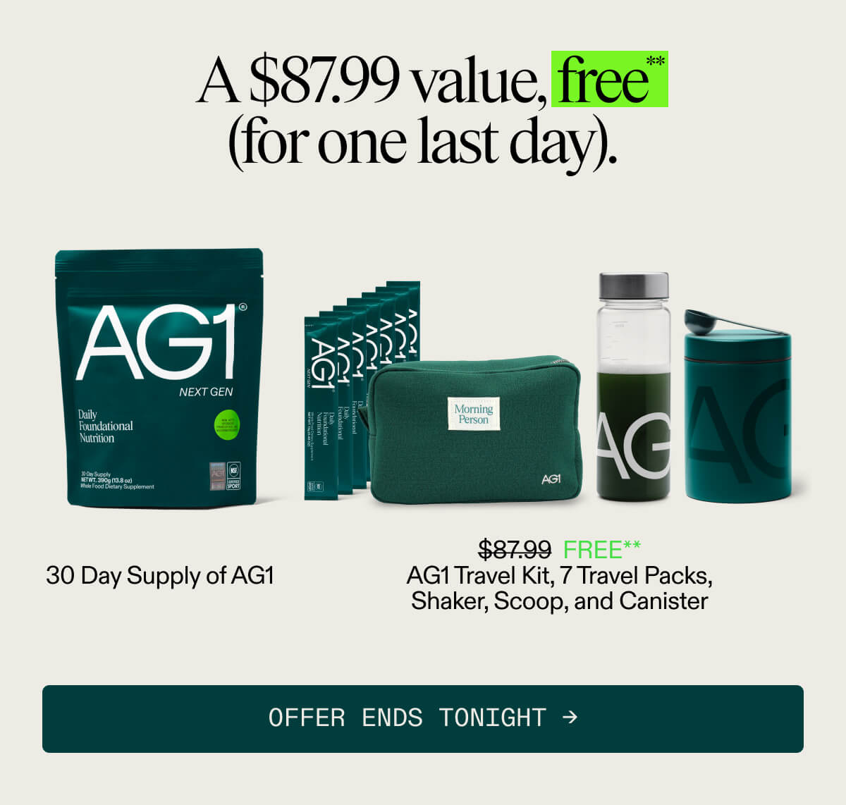 a $87.99 value, FREE