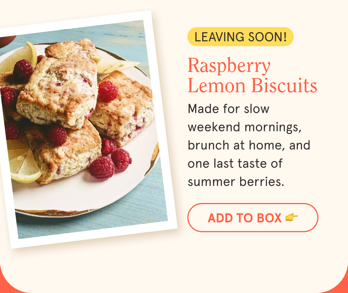Raspberry Lemon Biscuits (Leaving Soon!) Sticker Made for slow weekend mornings, brunch at home, and one last taste of summer berries.