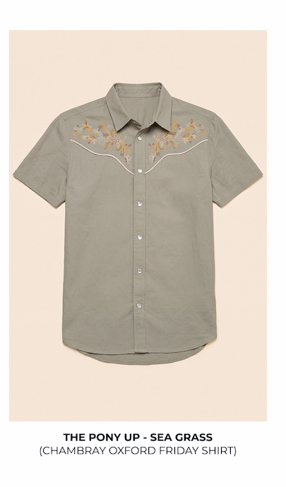 Chambray Oxford Friday Shirt: The Pony Up - Sea Grass