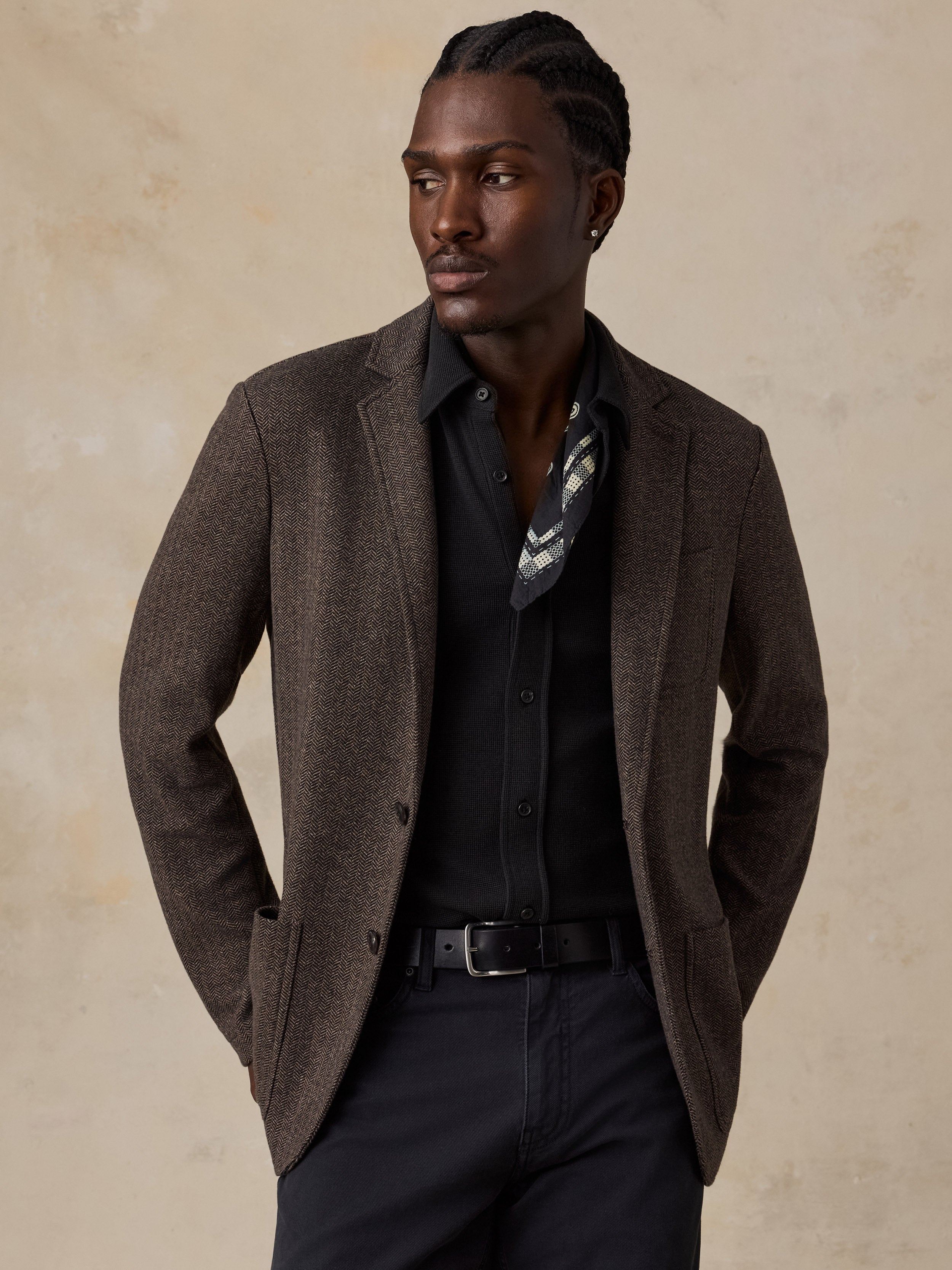 Image of Inlet Knit Tweed Blazer - Woodland Herringbone
