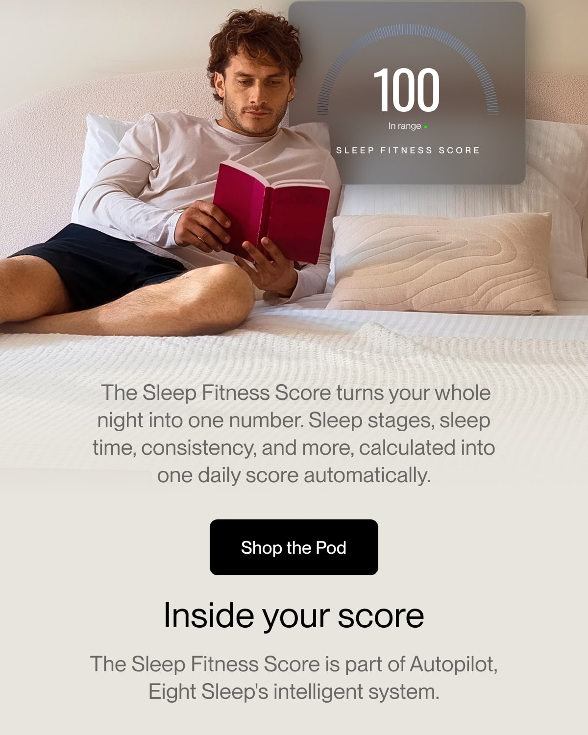 &nbsp;The Sleep Fitness Score turns your whole night into one number. Sleep stages, sleep time, consistency, and more, calculated into one daily score automatically.