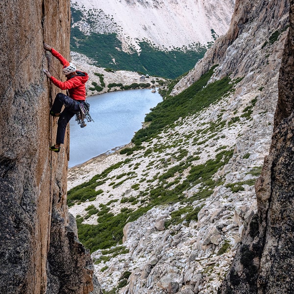 Person climbing mountain