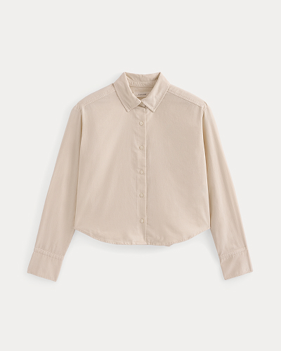 Image | Cropped Shirt in Pinwale Corduroy | Birch