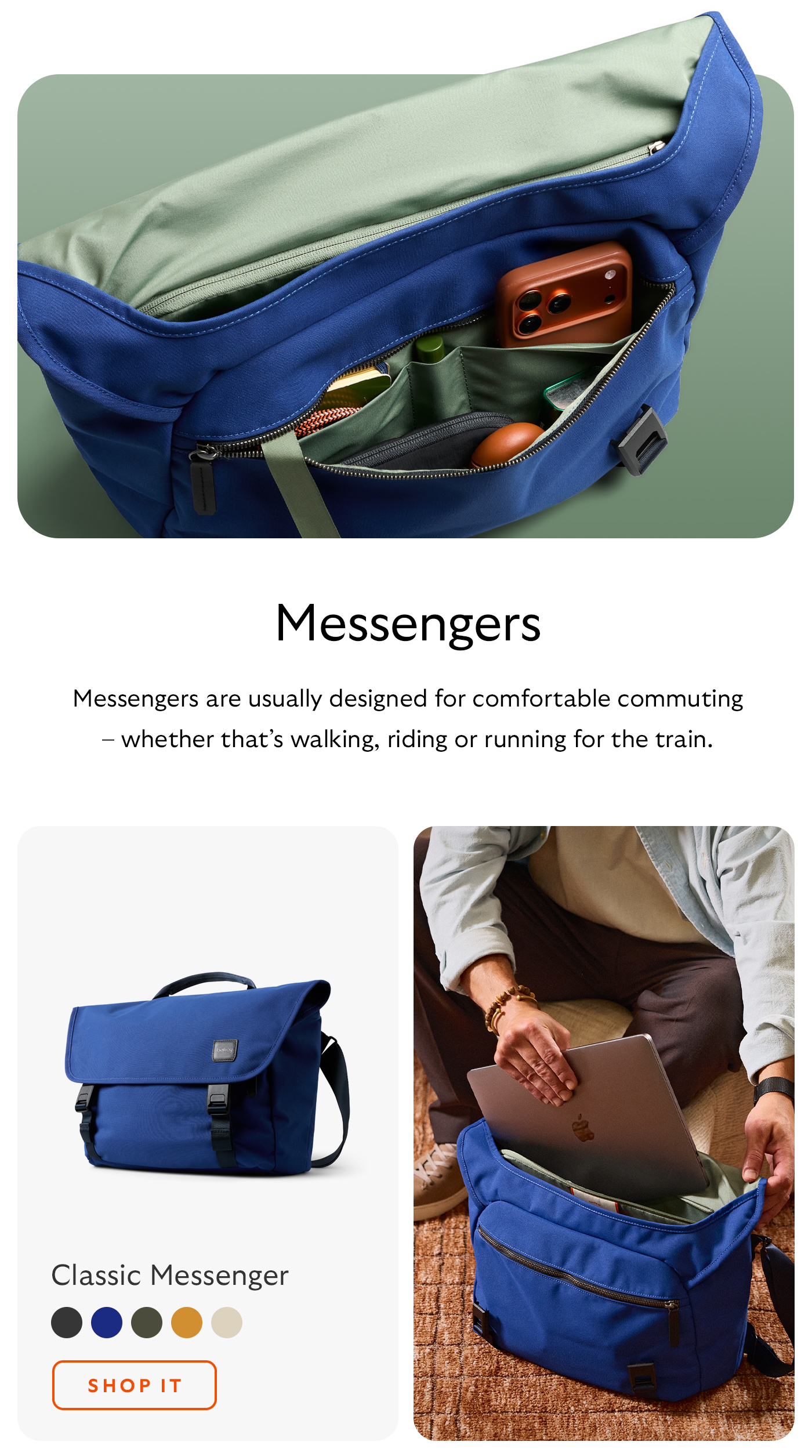 [Header/product name] Classic Messenger [Blurb] Messengers are usually designed for comfortable commuting &ndash; whether that&rsquo;s walking, riding or running for the train. [CTA] Shop it