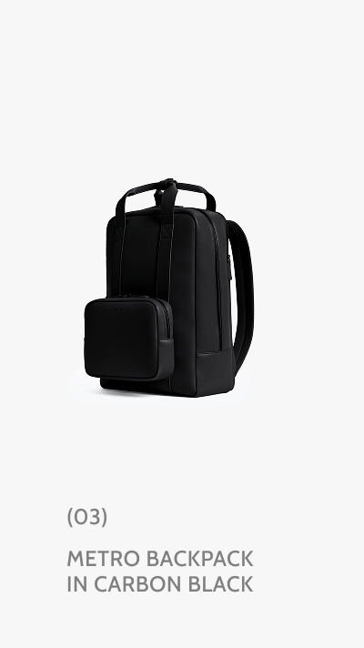 (03) Metro Backpack in Carbon Black.