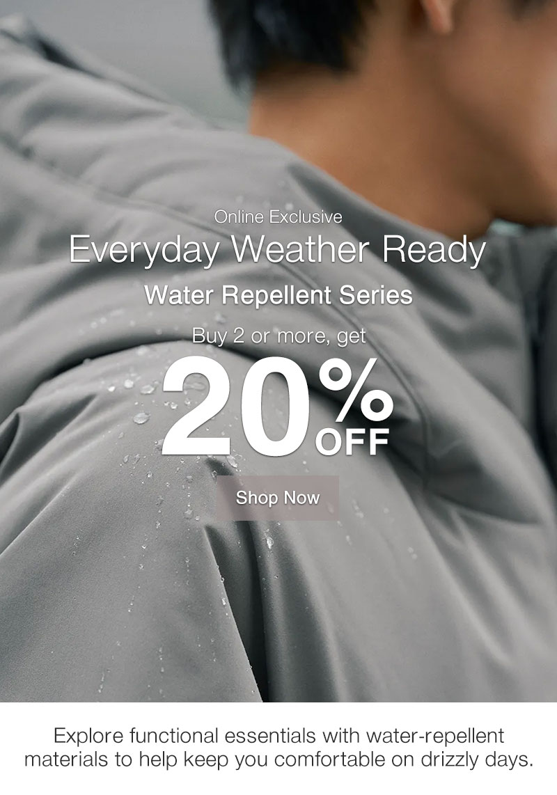 Shop 2+ 20% Off Select Water Repellent Items