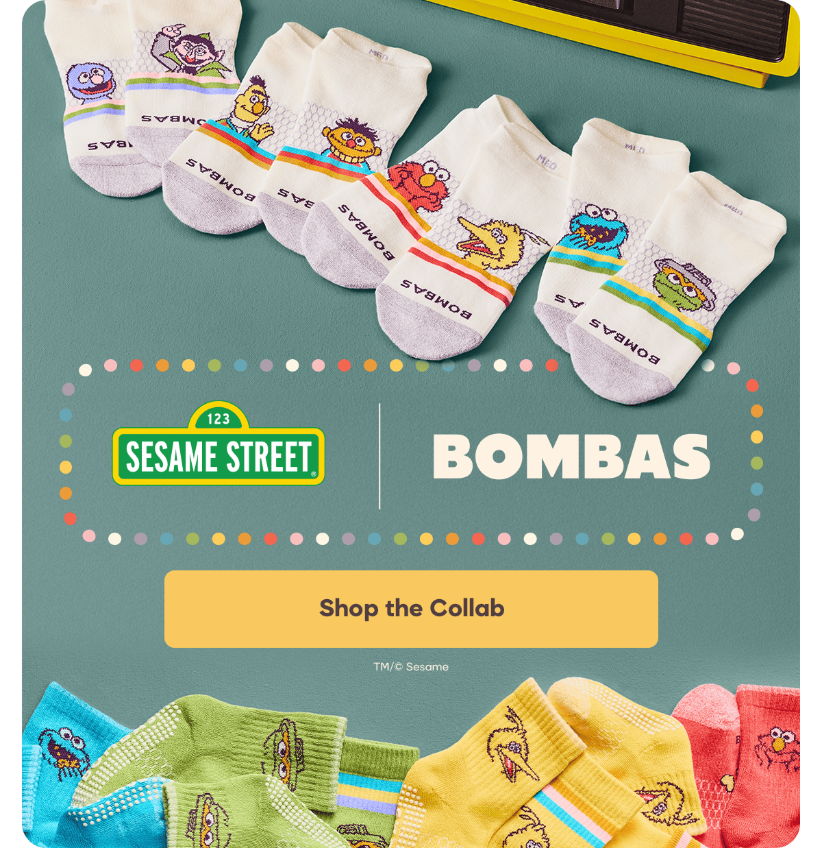 Sesame Street. Bombas. Shop the Collab. TM/&copy; Sesame