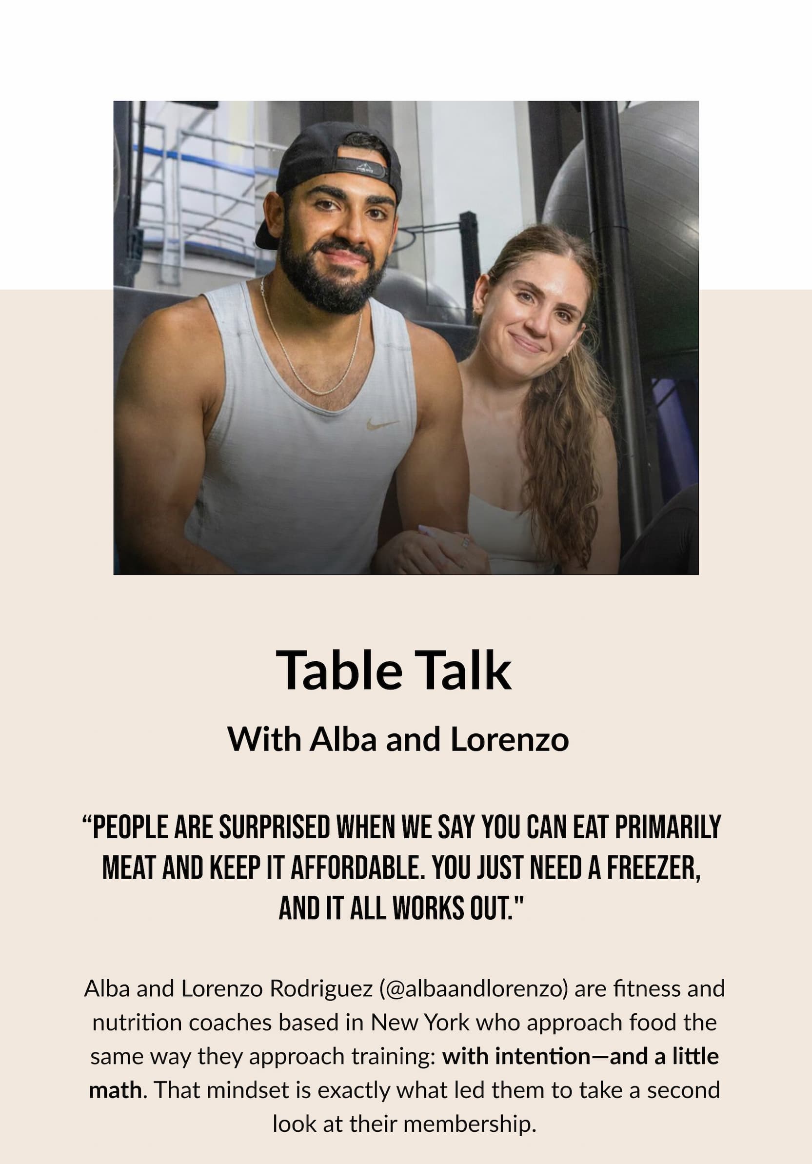 TABLE TALK with Alba and Lorenzo | "You can eat primarily meat and keep it affordable"
