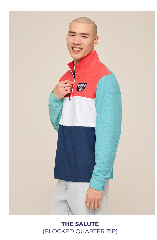 Blocked Quarter Zip: The Salute