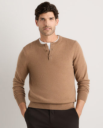 Mongolian Cashmere Henley Sweater