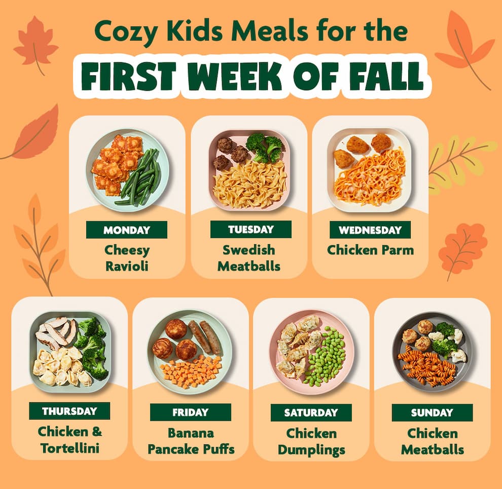 Cozy Kids Meals for the first week of fall, weekly meal plan