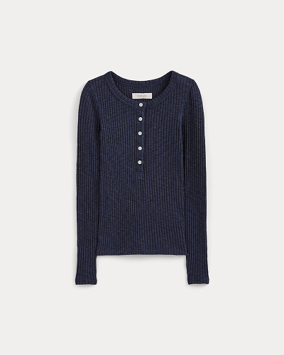 Image | The Cozy Rib Henley | Navy