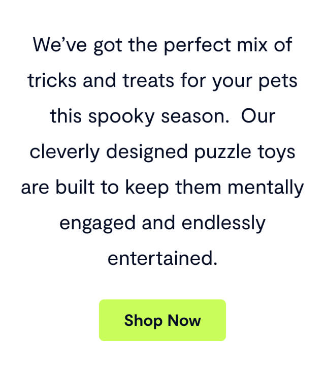 We&rsquo;ve got the perfect mix of tricks and treats for your pets this spooky season. Our cleverly designed puzzle toys are built to keep them mentally engaged and endlessly entertained. Shop Now