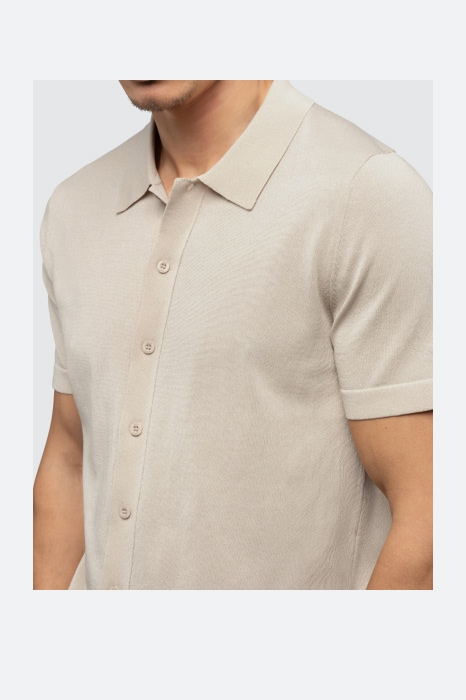 Riviera Knit Button Up - Sand Dune