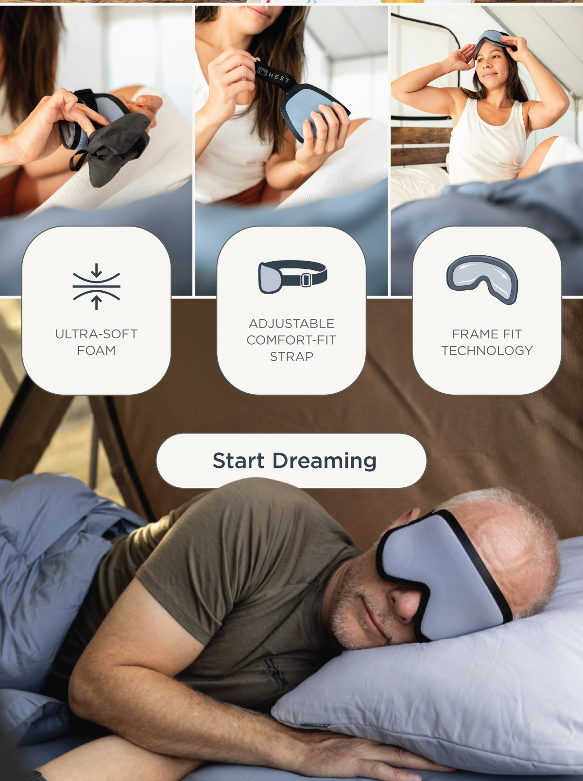Ultra-Soft Foam, Adjustable Comfort-Fit Strap, Lightweight & Breathable | Start Dreaming