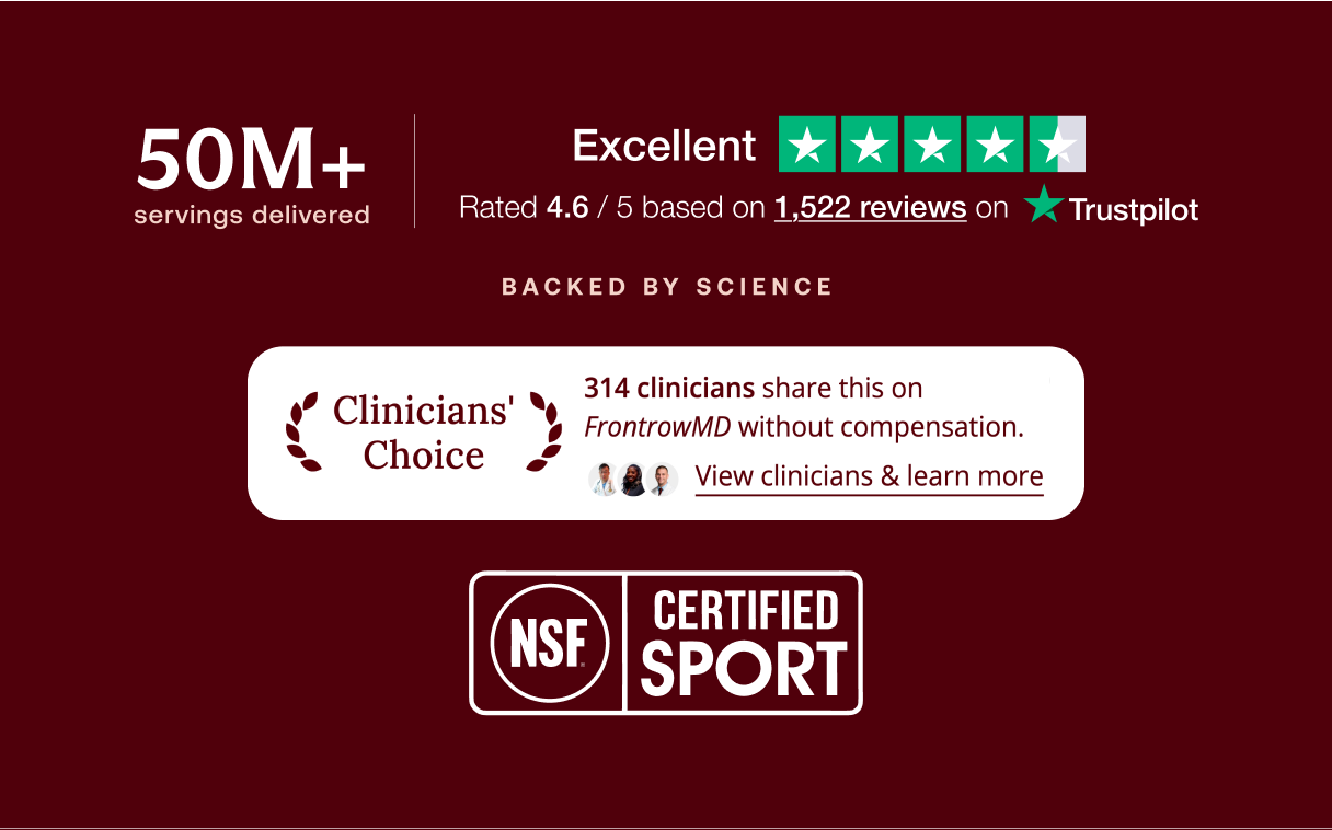 50M+ servings delivered | Excellent 4.6 / 5 based on 1,522 reviews on Trustpilot backed by science | Clinicians' Choice