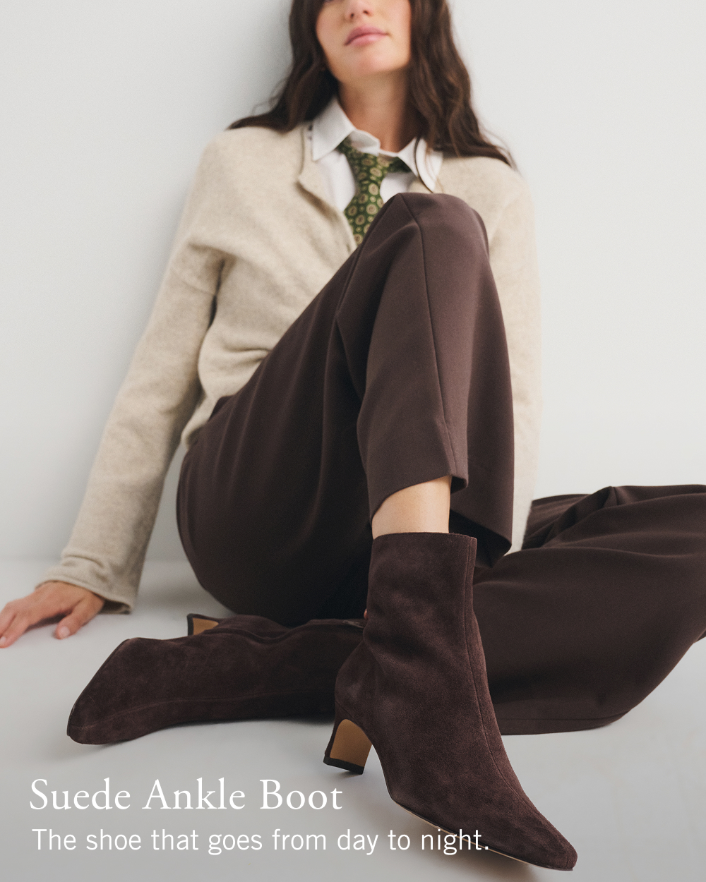 Suede Ankle Boot The shoe that goes from day to night.