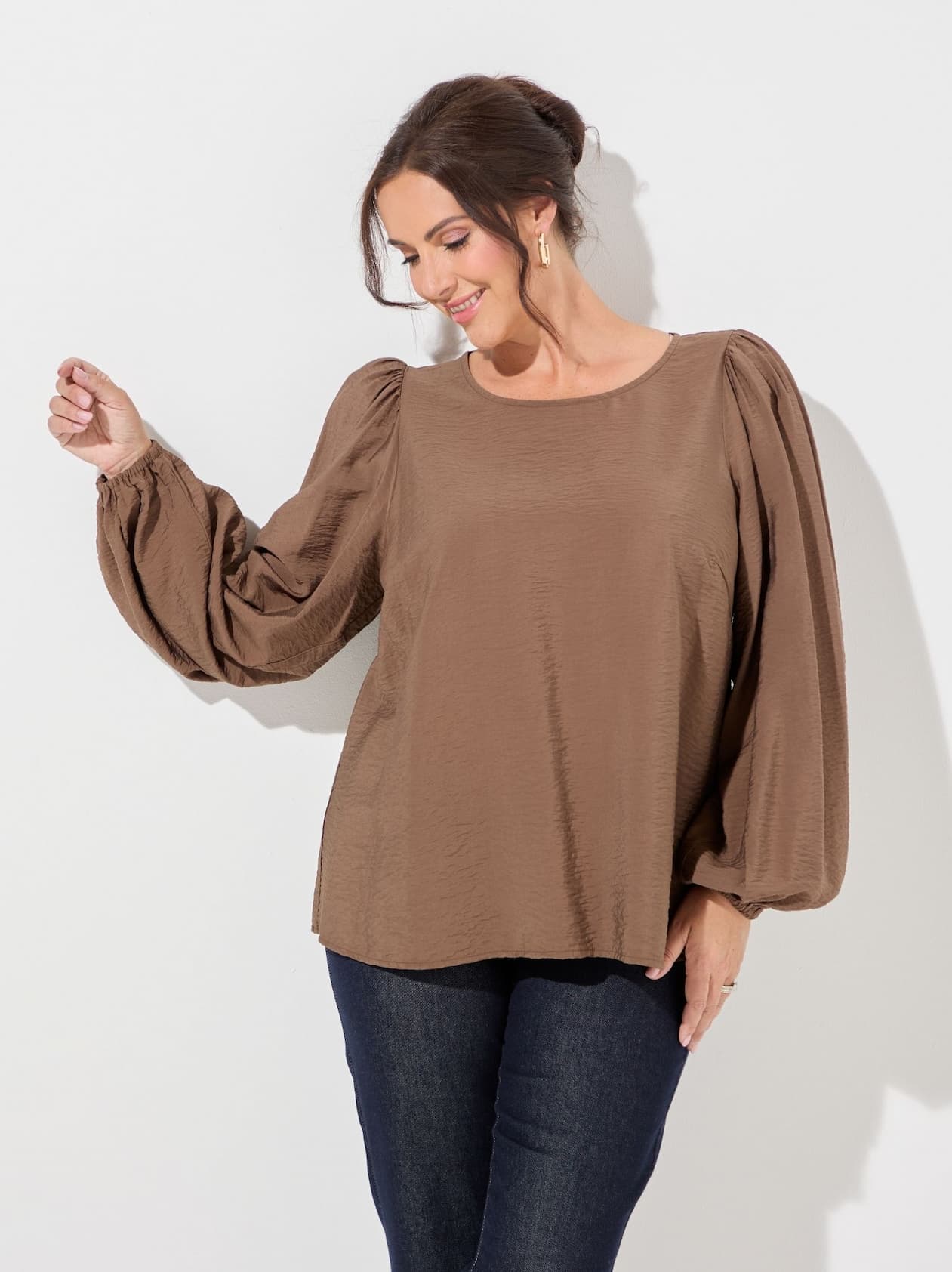 Gila by KAFFE Curve Puff Sleeve Blouse