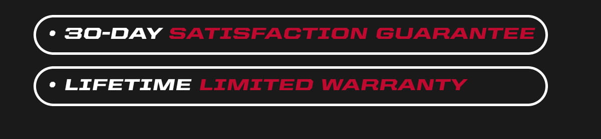30-Day Satisfaction Guarantee and Lifetime Limited Warranty