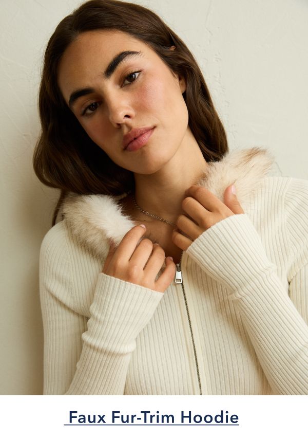 Faux Fur-Trim Hoodie