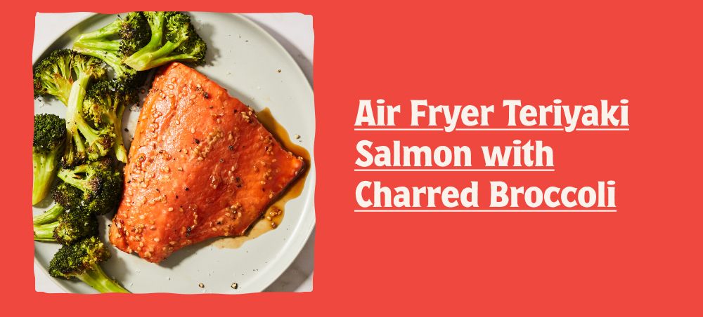 Air Fryer Teriyaki Salmon with Charred Broccoli