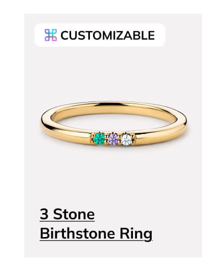 3 Stone Birthstone Ring