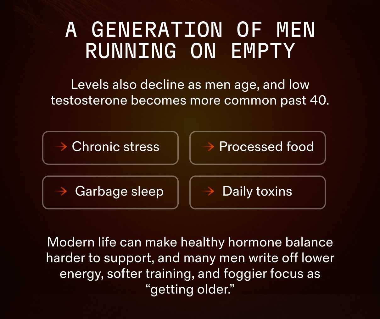 A GENERATION OF MEN RUNNING ON EMPTY