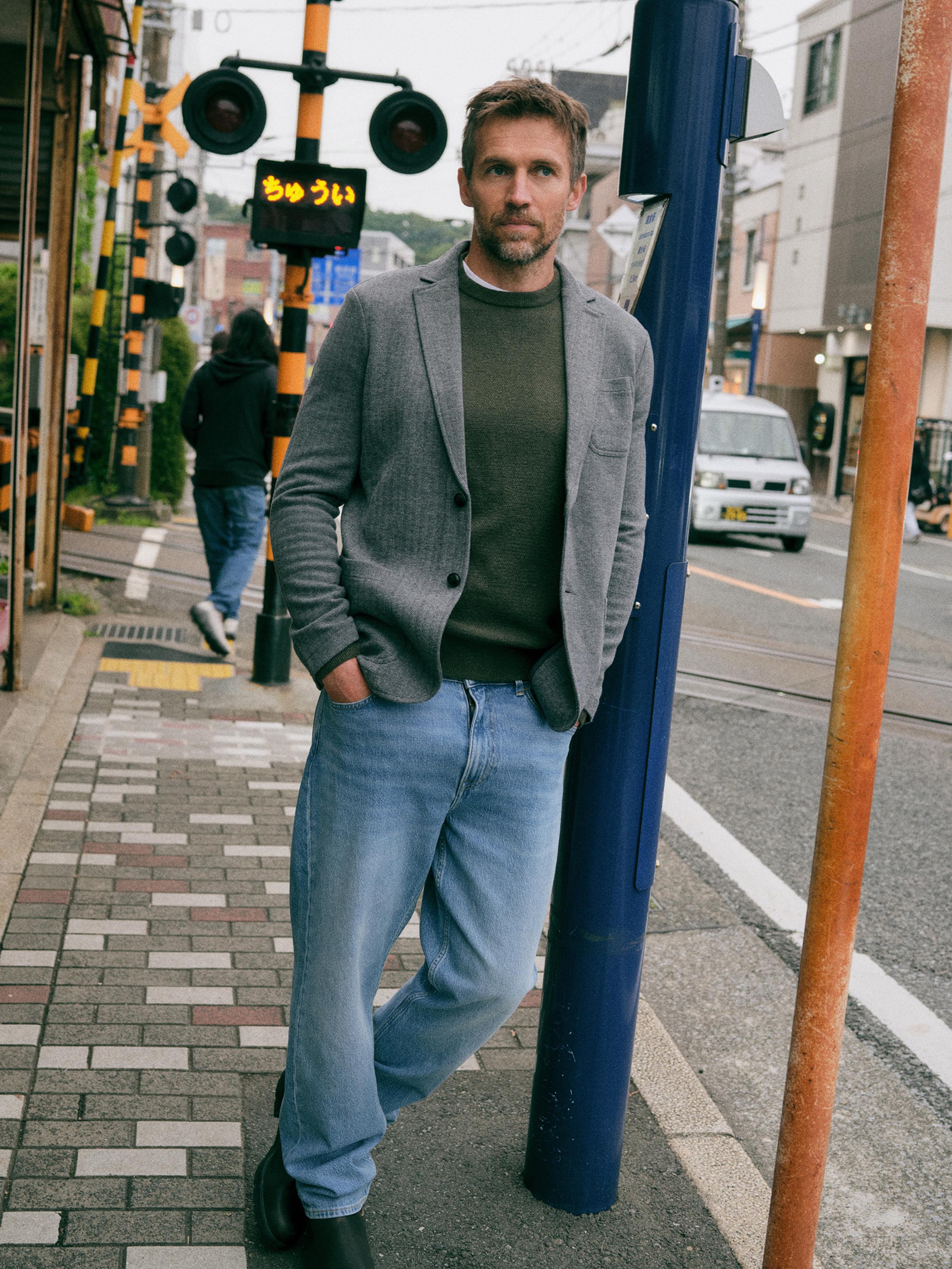 Image of Inlet Knit Tweed Blazer - Grey Night Herringbone