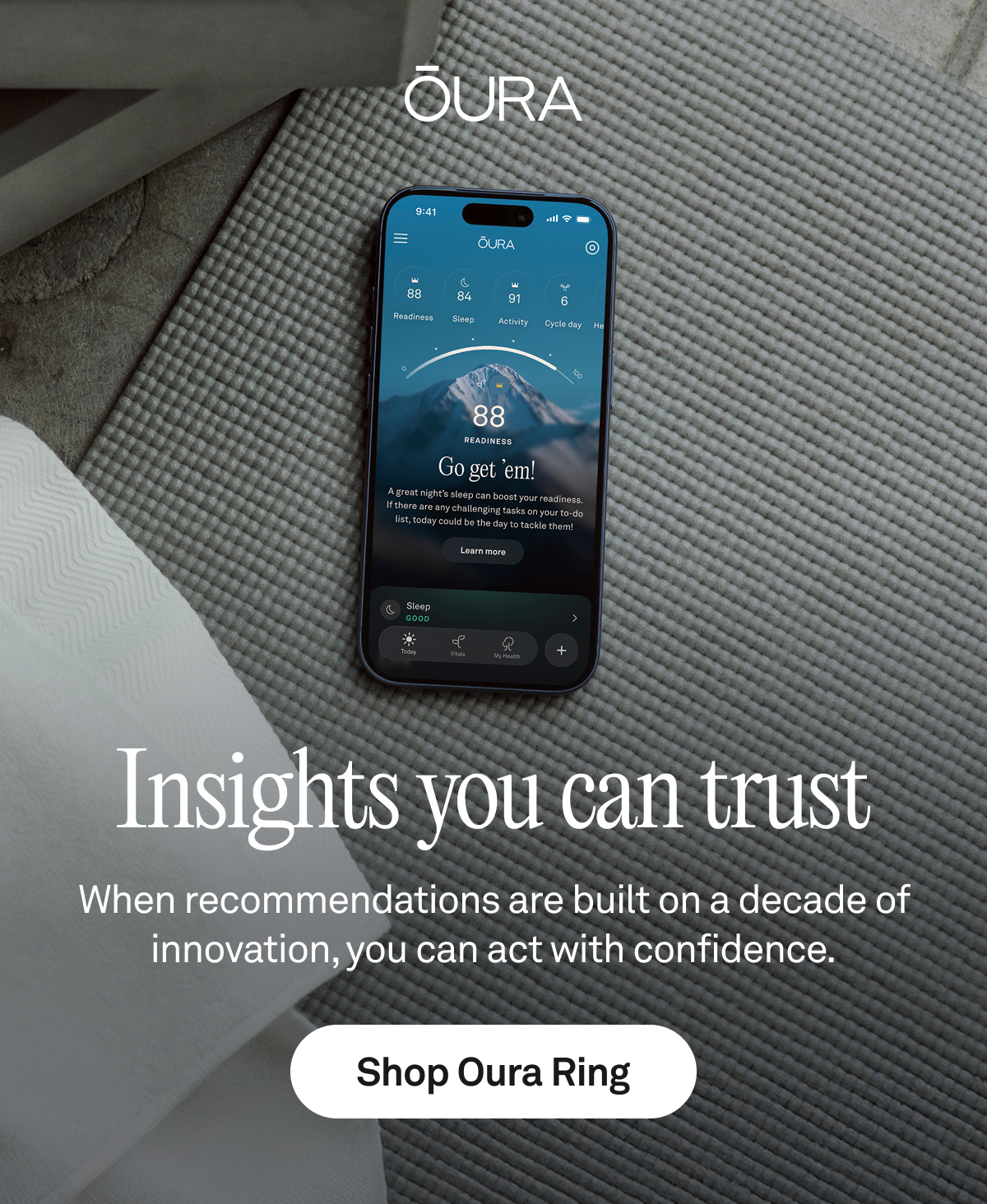 Image of Oura App. Insights you can trust. When recommendations are built on a decade of innovation, you can act with confidence. Shop Oura Ring