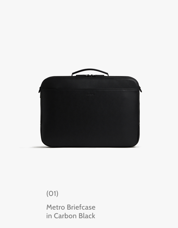 (01) Metro Briefcase in Carbon Black.