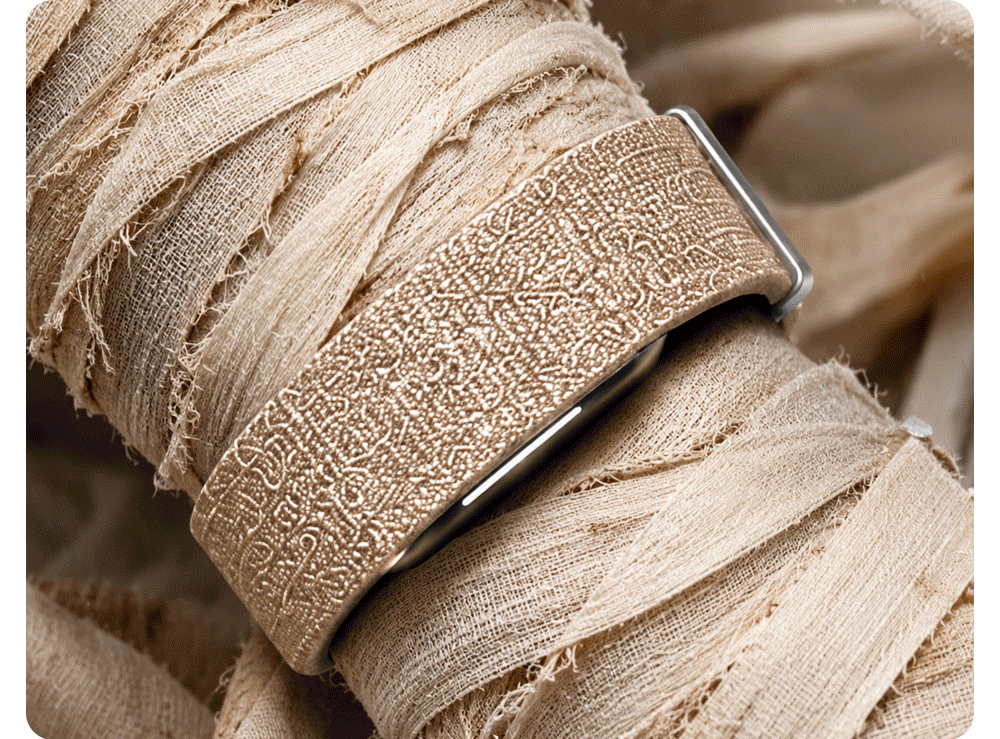 Sandstone dressed up for Halloween, a warm neutral that looks right at home under all those wraps.
