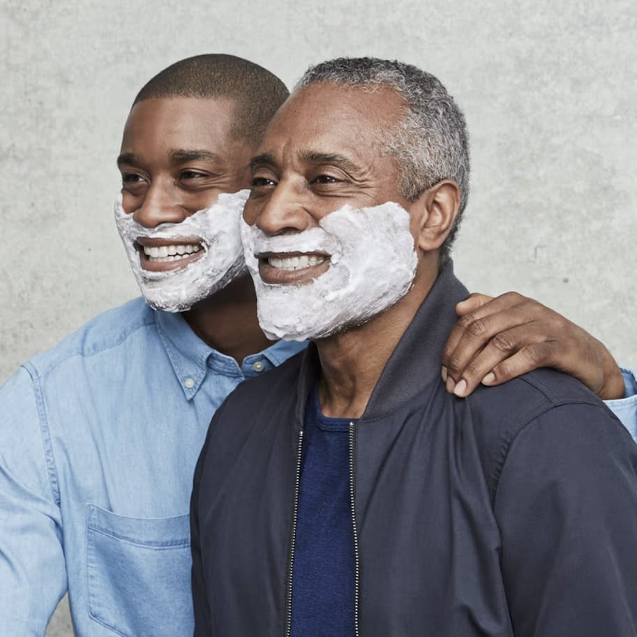 Men with Shaving Cream on Face