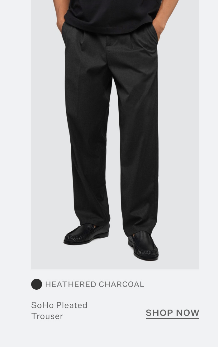 SoHo Pleated Trouser - Heathered Charcoal