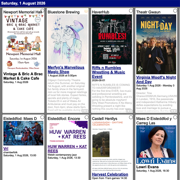 calendar of events on the 1st of August