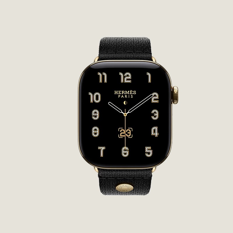 Image of Series 12 case & Band Apple Watch Herm&egrave;s Single Tour 42 mm Sangle Satin