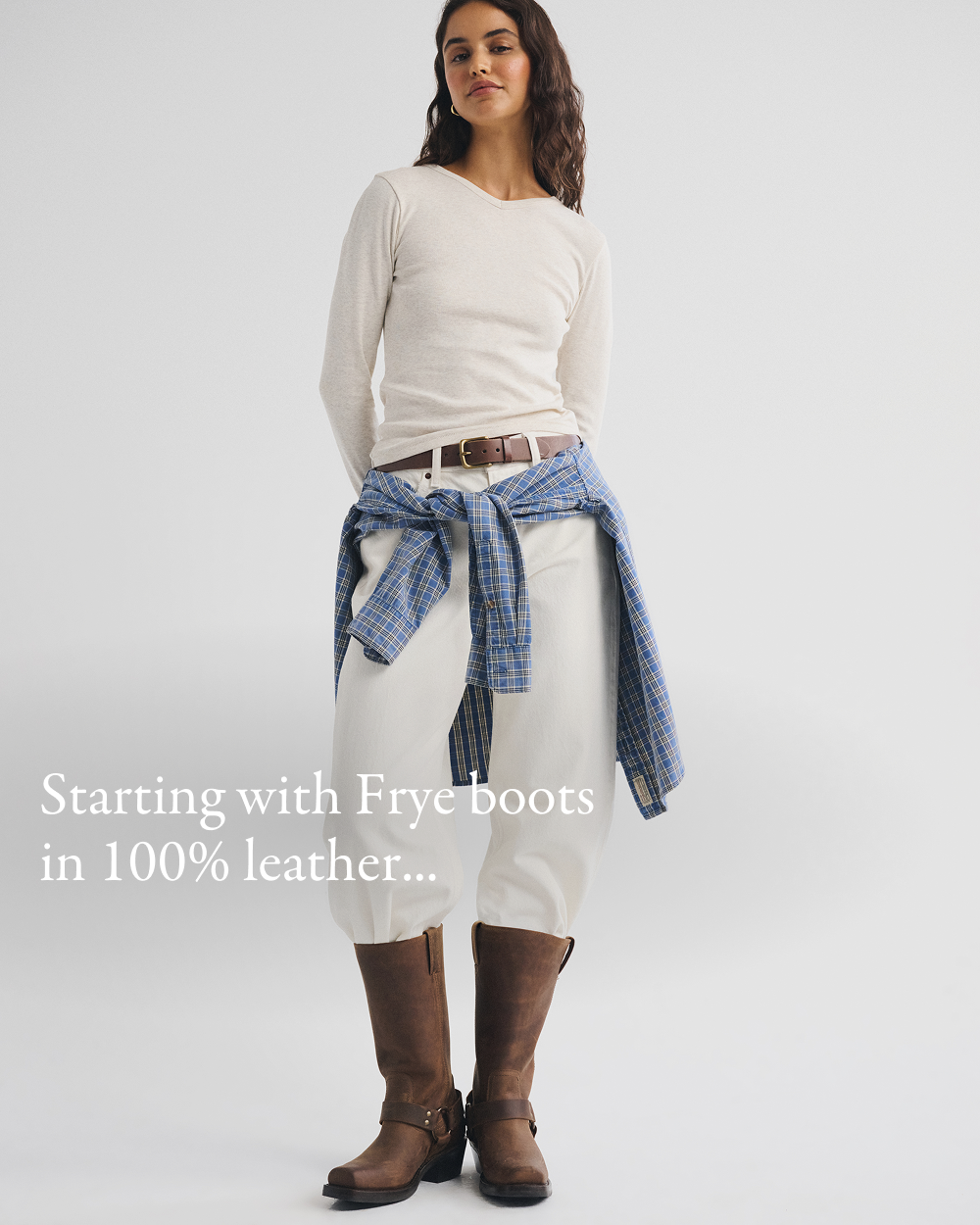 Starting with Frye boots in 100% leather...